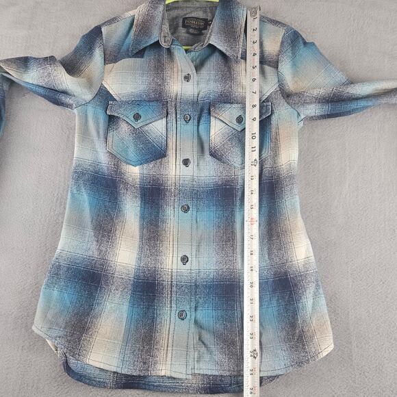 Pendleton Woolen Mills Blue Yellow Plaid Check Flannel Shirt Women's XS - Picture 6 of 7
